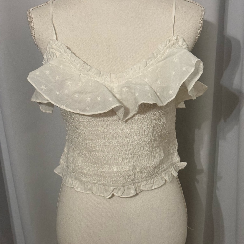 Honey Punch Cream Ruffle Crop Top
